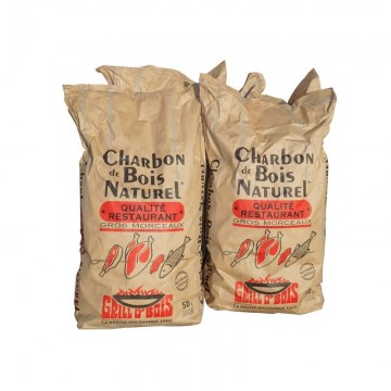 Charbon de bois Qualité Restaurant sac de 50 litres PEFC - calibre 20/150